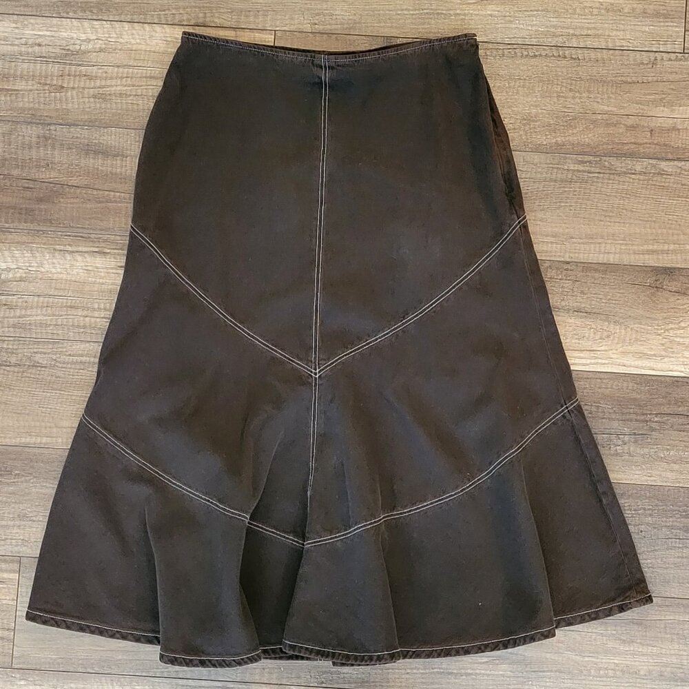 EUC Simon Chang Fit and Flair Boho Denim Skirt (waist flat 16")